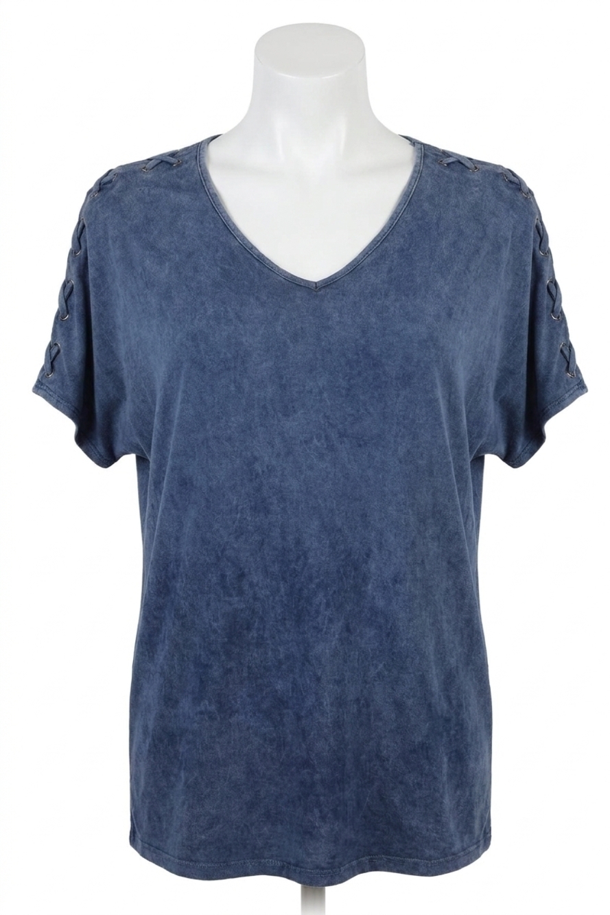NEW ANGEL braided short sleeve tunic in denim